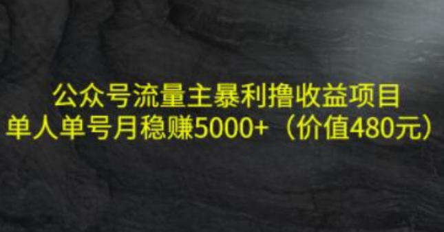 《公众号流量主暴利撸收益项目》单人单号月稳赚5000+-淘淘网