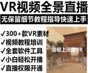 抖音最火的VR全景视频直播项目，2023最新项目清明上河图直播间搭建（素材+教程+直播权限开通）-淘淘网